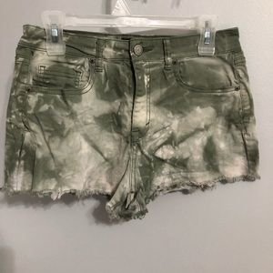 Aeropostale green and white jean shorts